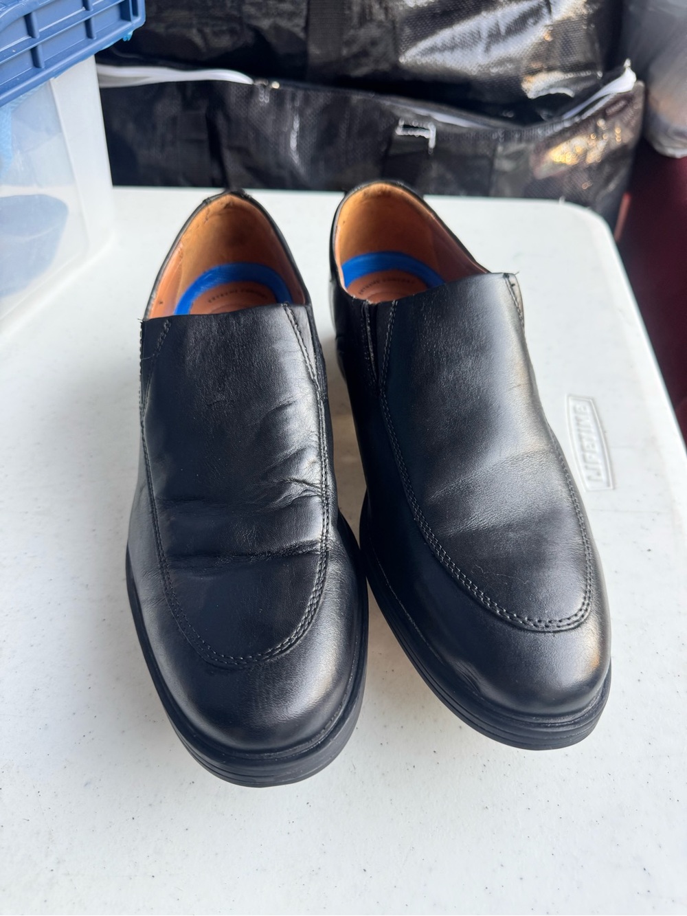 Clarks Men's Black Leather Slip-On Loafers